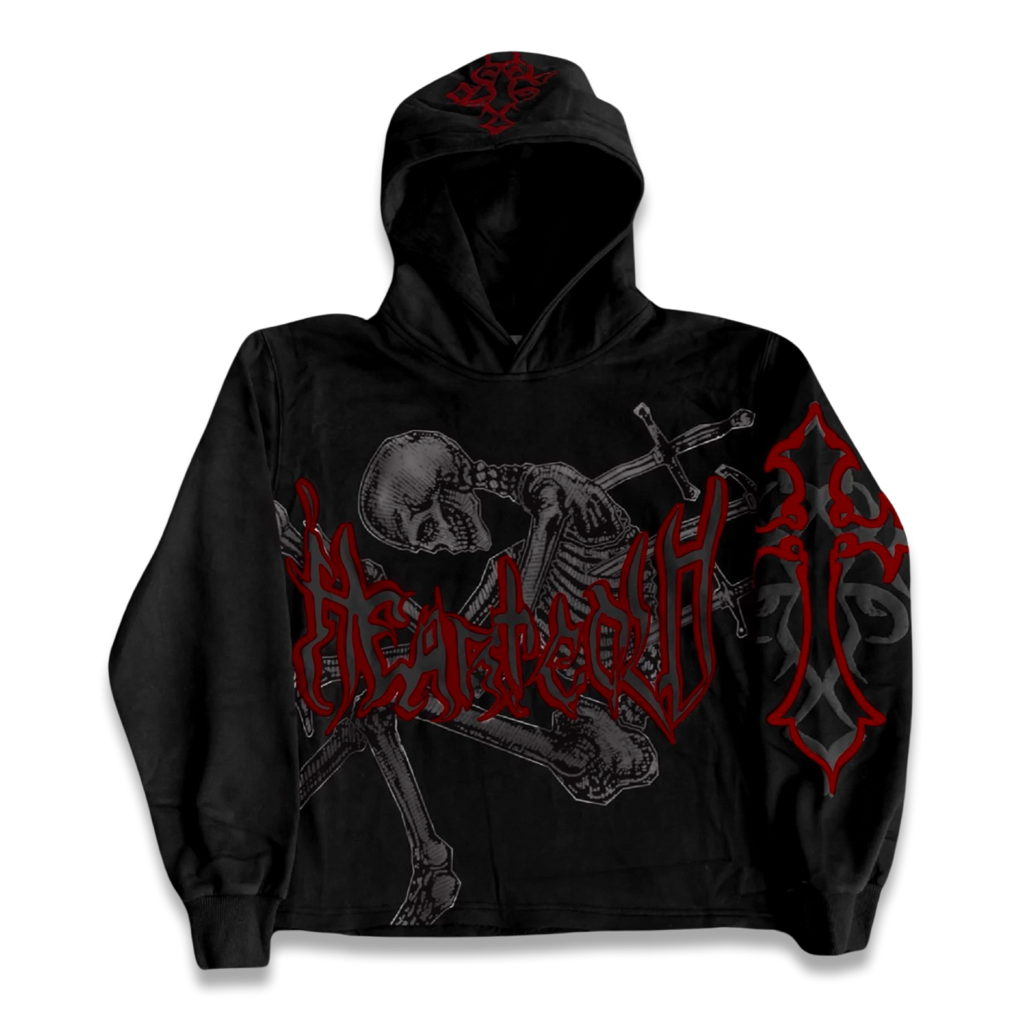 𝕾𝖐𝖚𝖑𝖑 𝖈𝖗𝖚𝖘𝖍𝖊𝖗 Hoodie Black and Red