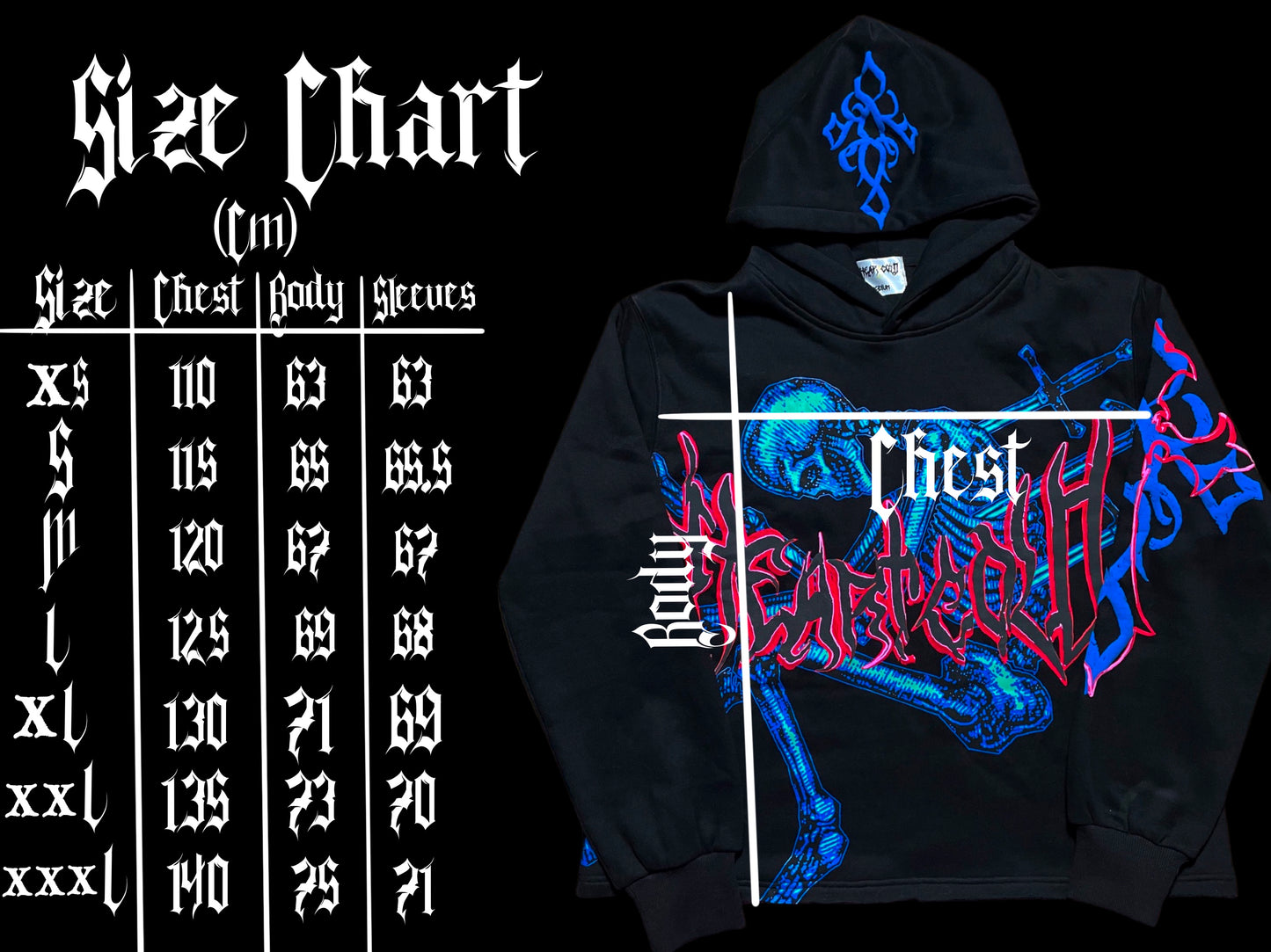 “𝕾𝖐𝖚𝖑𝖑 𝖈𝖗𝖚𝖘𝖍𝖊𝖗” Black Hoodie