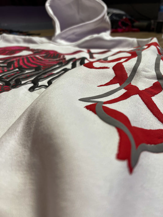 “𝕾𝖐𝖚𝖑𝖑 𝖈𝖗𝖚𝖘𝖍𝖊𝖗” White Hoodie